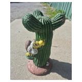 Cement Cactus Statue With Buzzard 20 in. Tall