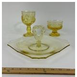 Yellow Depression Glass Serving Tray, Yellow Goble