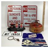 Galvanized Gas Can, No Parking Signs, Colts Stadiu