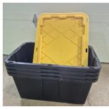 4 Black Totes with Lids