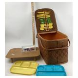 Wicker Picnic Basket & Utensils