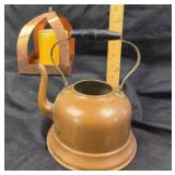 Copper Teapot With Wooden Handle, Candle Holder