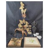 Home Interiors Decor, Brass Colored Tin Butterflie