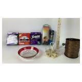 Bromwell Sifter, fishing line, glass set missing o