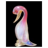 Mid century Murano art glass duck Seguso pink