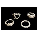 (3) sterling & white stone rings, sizes 6.5 (3) &