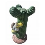 Cement Cactus Statue With Buzzard 20 in. Tall