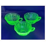 Green Uranium Glass Teacups