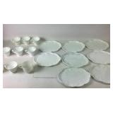 White Milk Glass Grapevine Plates, Cups