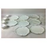 Milk Glass Plates And Cups With Grape Motif