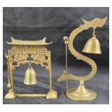 Brass Dragon And Pagoda Tabletop Bells