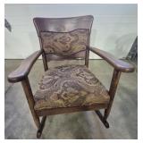 Wood Rocking Chair With Paisley Print Upholstery