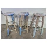 Beach/Seashell Hand Painted Wooden Stools (3) 13