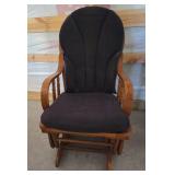 Wooden Rocking Glider Chair With Padded Seat