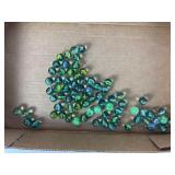 Green Glass Marbles With Swirl Patterns, Cat Eyes