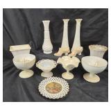 Milk Glass Vases, Compotes, Decorative Shoes