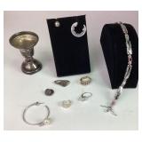 Scrap sterling - broken jewelry, single earrings,