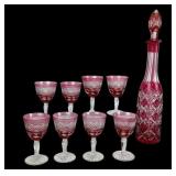 Victorian era Bohemian cranberry cut to clear