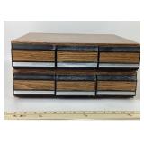 Woodgrain Storage Cases with Cassette tapes: robin