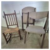 Wooden Rocking Chair With A Woven Rush Seat &