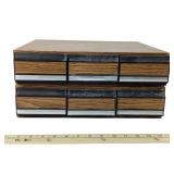 Woodgrain Storage Cases with Cassette tapes: robin