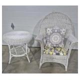 Wicker Chair With Cushions & Wicker Round 2 Tier