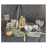 Glassware, Kitchen Utensils, Trech Bowl, Metal Mug
