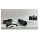 Vintage camera with lens