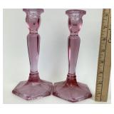 Fenton Pink Glass Candlesticks