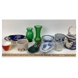 Roseville Low Jar, Chinese Bowls, Iron Spoon Rest