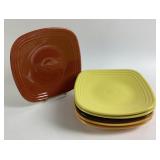 (6) Fiesta Square Dinner Plates in Mixed Colors 9"