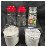 Glass Jars With 1776 Eagle, M&M Olympic Jar, Crock