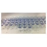 Blue Tinted Wine Glasses With Etched Design