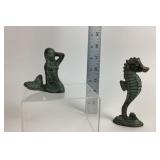 Cast Iron Mermaid & Seahorse Sculptures