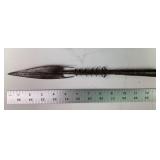 Zande tribe wrought iron barbed hunting spearhead
