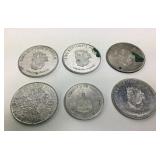 6 Vintage Tokens King Neptune Frolic, Mardi Gras,