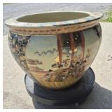 Japanese Satsuma Fishbowl Planter Featuring