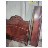 Wood Queen Size Headboard With Carved Detailing,