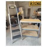 Skinny Mini Folding Step Ladder & Metal 3 Shelf
