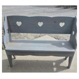 Wood Bench With Heart Cutouts 13.5 in. X 42.5 in.