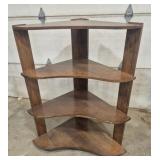 Wood 4 Tier Corner Shelf With Scalloped Front 35