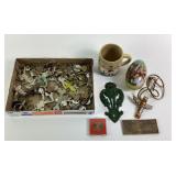 Keys, Ft Wayne Metal Tag, Tin Egg, Medallion