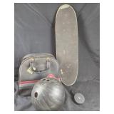 Brunswick Bowling Ball, Bag, Skateboard, Hockey Pu