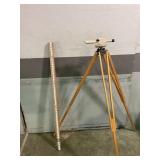 Wooden Surveying Tripod With Measuring Rod,