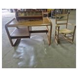 Wood Desk With Glass  (32 in. X 48 in. X 28 in.