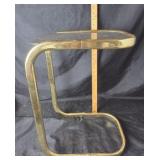 Brass Cantilever Side Table With Glass Top
