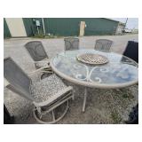 Patio Round Glass Table With Lazy Susan In The