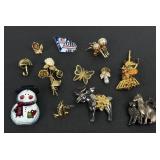 12 Brooch Pins