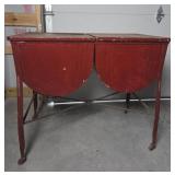 Red Double Wash Tub Basin on Metal Stand