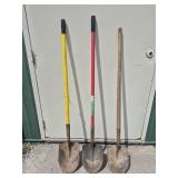 Fiberglass Handle Spade Shovels (2) & Wood Handle